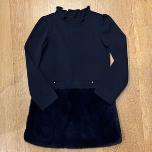 Janie and Jack Midnight Blue Fur Bottom Dress